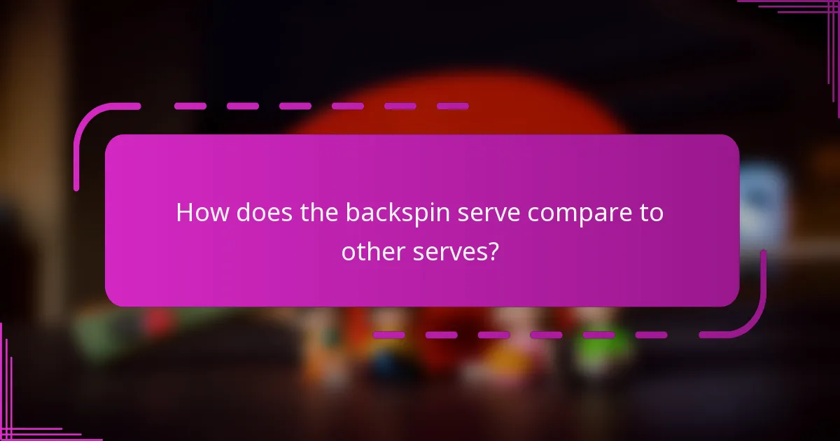 How does the backspin serve compare to other serves?