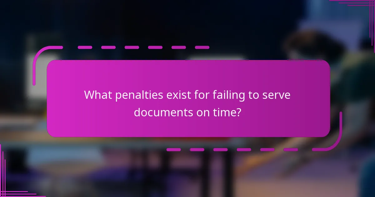 What penalties exist for failing to serve documents on time?